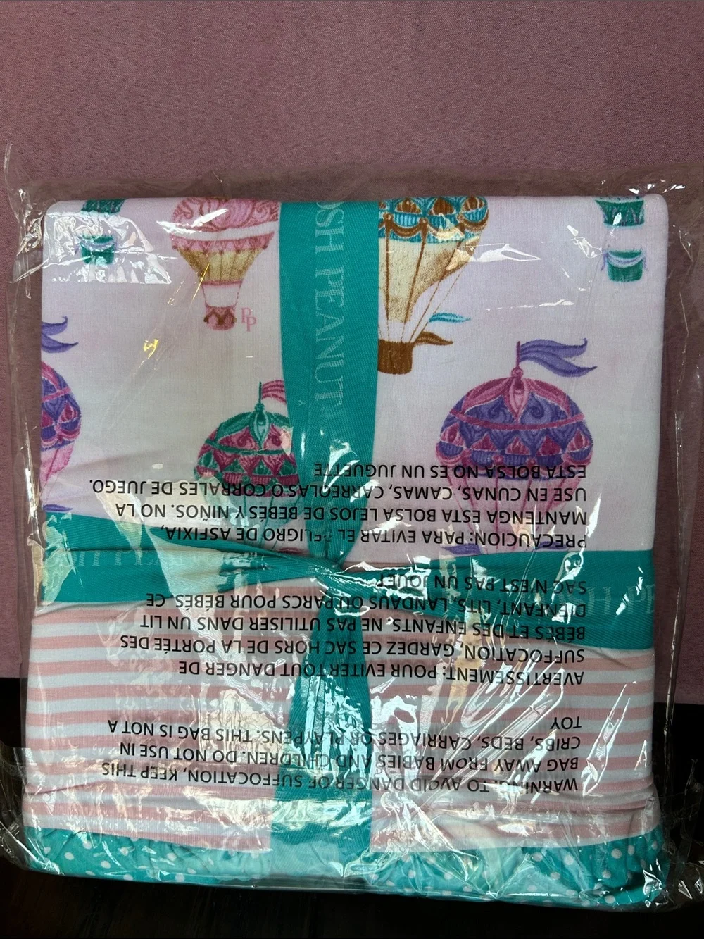 Posh Peanut Pink & Teal Hot Air Balloon Muslin Set - NWT
